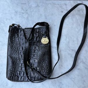 Brahmin Black Crocodile Crossbody Bag Adjustable Strap Simple
